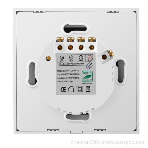 Interruptor Wifi Inteligente Zigbee 220V Light 3 Gang Alexa Touch Switch Controlled Electric Glass Switch Remote Smart Switch